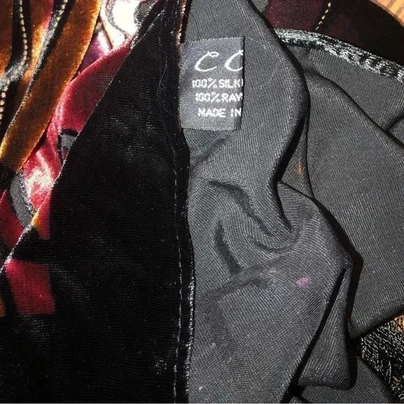 CCC Silk Bottom Rayon Top Fringed Scarf Abstract Geometrical Shimmer - Picture 5 of 6